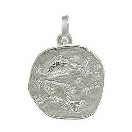 Anhänger Fische, Tierkreiszeichen in echt Sterling-Silber 925 oder Gelbgold, Charm, Ketten- oder Bettelarmband-Anhänger