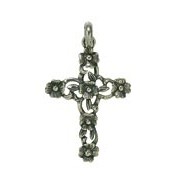 Anhänger Blumenkreuz in echt Sterling-Silber 925, Ketten- oder Schlüssel-Anhänger