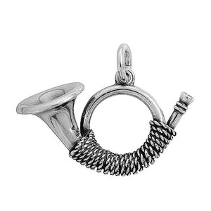 Anhänger Jagdhorn, Waldhorn in echt Sterling-Silber 925 oder Gold, Ketten- oder Schlüssel-Anhänger