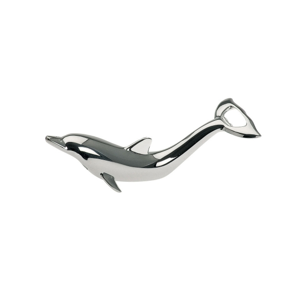 Flaschenöffner, Kapselheber Delfin hochwertig versilbert
