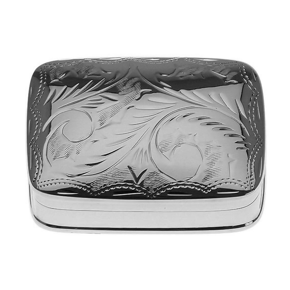 Pillendose in echt Sterling-Silber 925 rechteckig, Paisleymuster graviert
