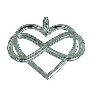 Anhänger Herz mit Unendlichkeitszeichen, Infinit in echt Sterling-Silber 925 oder Gelbgold, Charm, Ketten- oder Bettelarmband-Anhänger