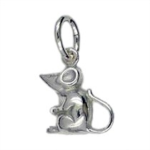 Anhänger Maus in echt Sterling-Silber 925 oder Gold, Charm, Ketten- oder Bettelarmband-Anhänger