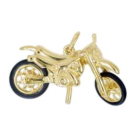Anhänger Enduro Trail-Motorrad in echt Sterling-Silber 925 und Gold, Ketten- oder Schlüssel-Anhänger