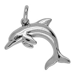 Anhänger Delfin, Delphin in echt Sterling-Silber oder Gelbgold massiv, Kettenanhänger oder Schlüssel-Anhänger 