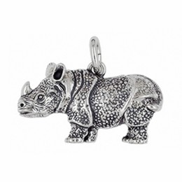 Anhänger Nashorn, Rhinozeros in echt Sterling-Silber 925 oder Gold, Ketten- oder Schlüssel-Anhänger