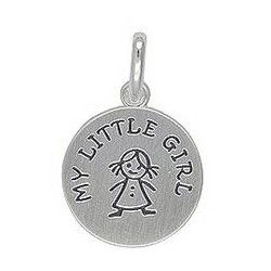 Anhänger Plättchen mit Gravur "My little girl" in echt Sterling-Silber 925, Charm, Ketten- oder Bettelarmband-Anhänger