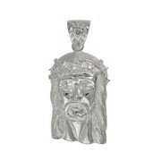 Anhänger Jesus Kopf in echt Sterling-Silber mit Zirkoniasteinen, Ketten- oder Schlüssel-Anhänger