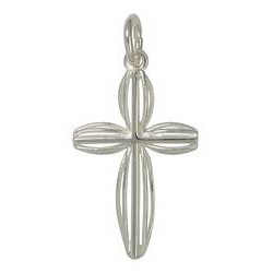 Anhänger Kreuz als Blume in echt Sterling-Silber 925, Ketten- oder Schlüssel-Anhänger