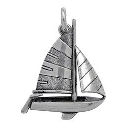 Anhänger Segelboot, Jolle, Kielboot in echt Sterling-Silber 925 und Gold, Ketten- oder Schlüssel-Anhänger