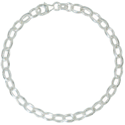 Armband / Ankerkette oval mit Schmuck-Karabiner-Verschluss und beweglicher Öse in Silber 925/000 für Anhänger oder Charms - j285