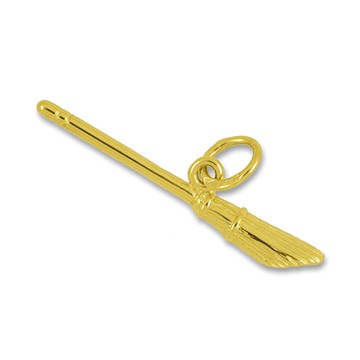 Anhänger Hexenbesen in echt Sterling-Silber 925 oder Gold, Charm, Ketten- oder Bettelarmband-Anhänger
