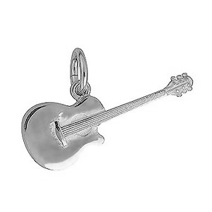Anhänger Westerngitarre, Cutaway in echt Sterling-Silber 925 oder Gold, Charm, Ketten- oder Bettelarmband-Anhänger